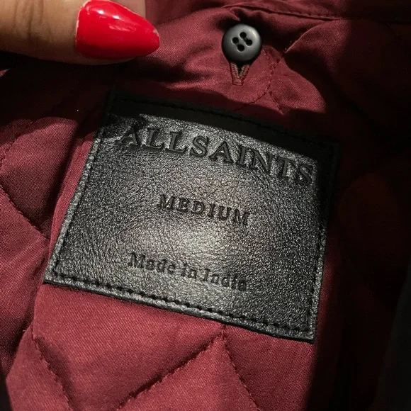 All Saints | Womens Maizie Shearling-Collar Leather Biker Jacket Size: Medium - Picture 4 of 13